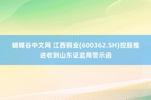 蝴蝶谷中文网 江西铜业(600362.SH)控股推进收到山东证监局警示函