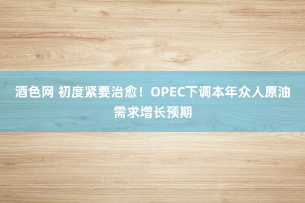 酒色网 初度紧要治愈！OPEC下调本年众人原油需求增长预期