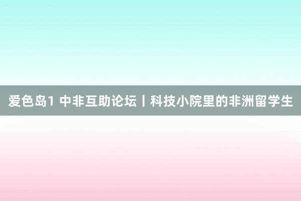 爱色岛1 中非互助论坛丨科技小院里的非洲留学生